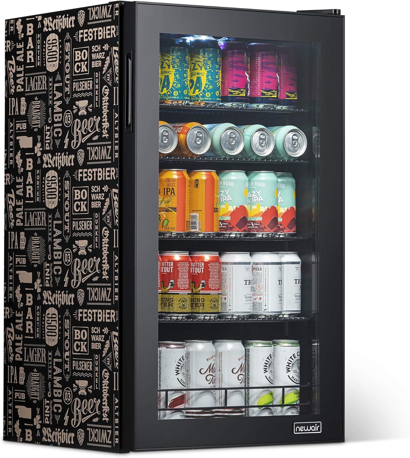 Getränkekühlschrank | Freistehender Kühlschrank für 126 Dosen mit Glastür mit Scharnier rechts | Mini-Getränkekühlschrank, perfekt für Bier, Wein, Limonade und kühlere Getränke