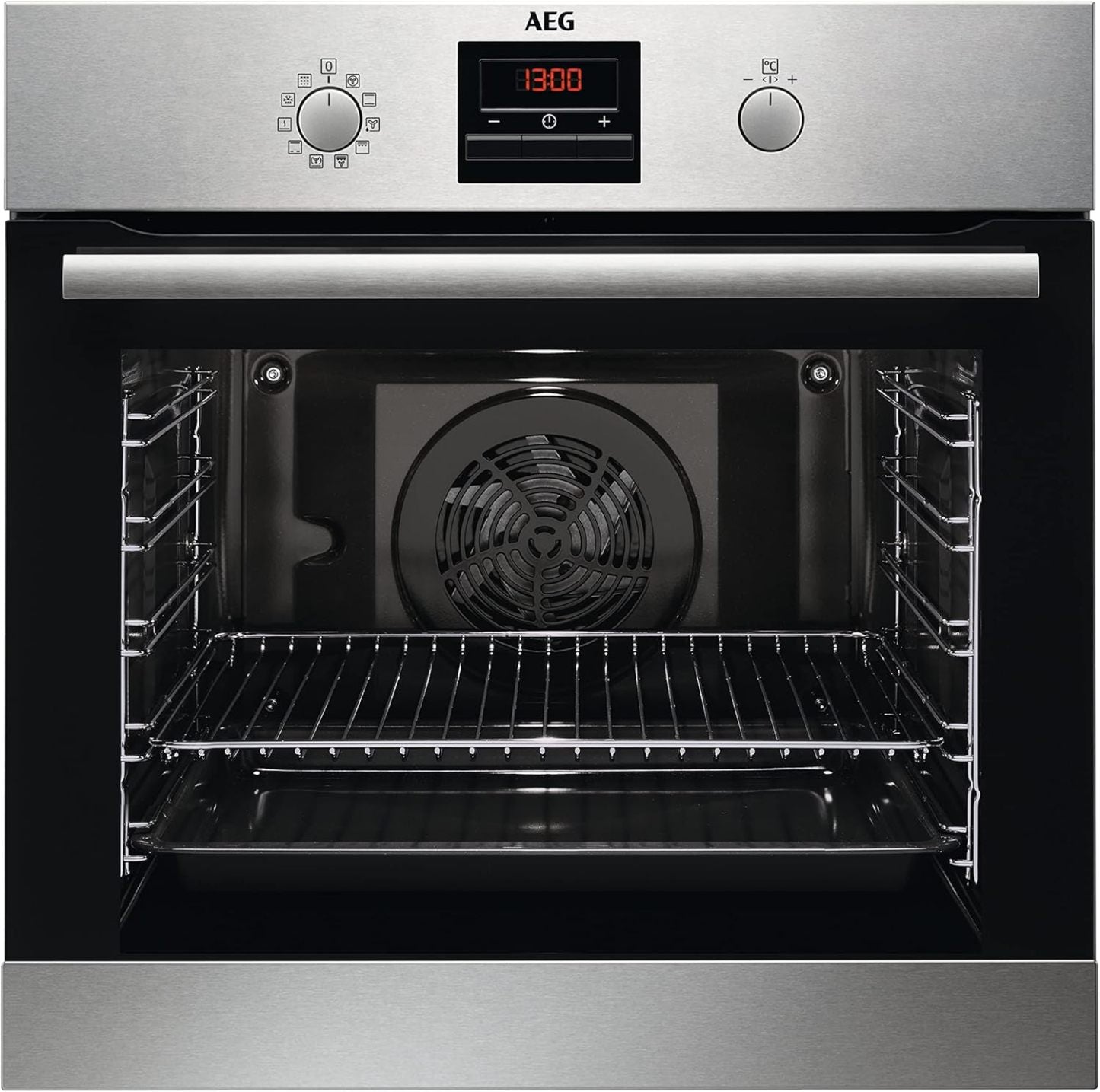 AEG Einbaubackofen – Serie 5 Ringheißluft: Gleichmäßige Garergebnisse auf 3 Ebenen – Pyrolyse Selbstreinigung – 25 Automatikprogramme – LED-Touchdisplay – Schnellaufheizung – Schwarz – BPE53516AB