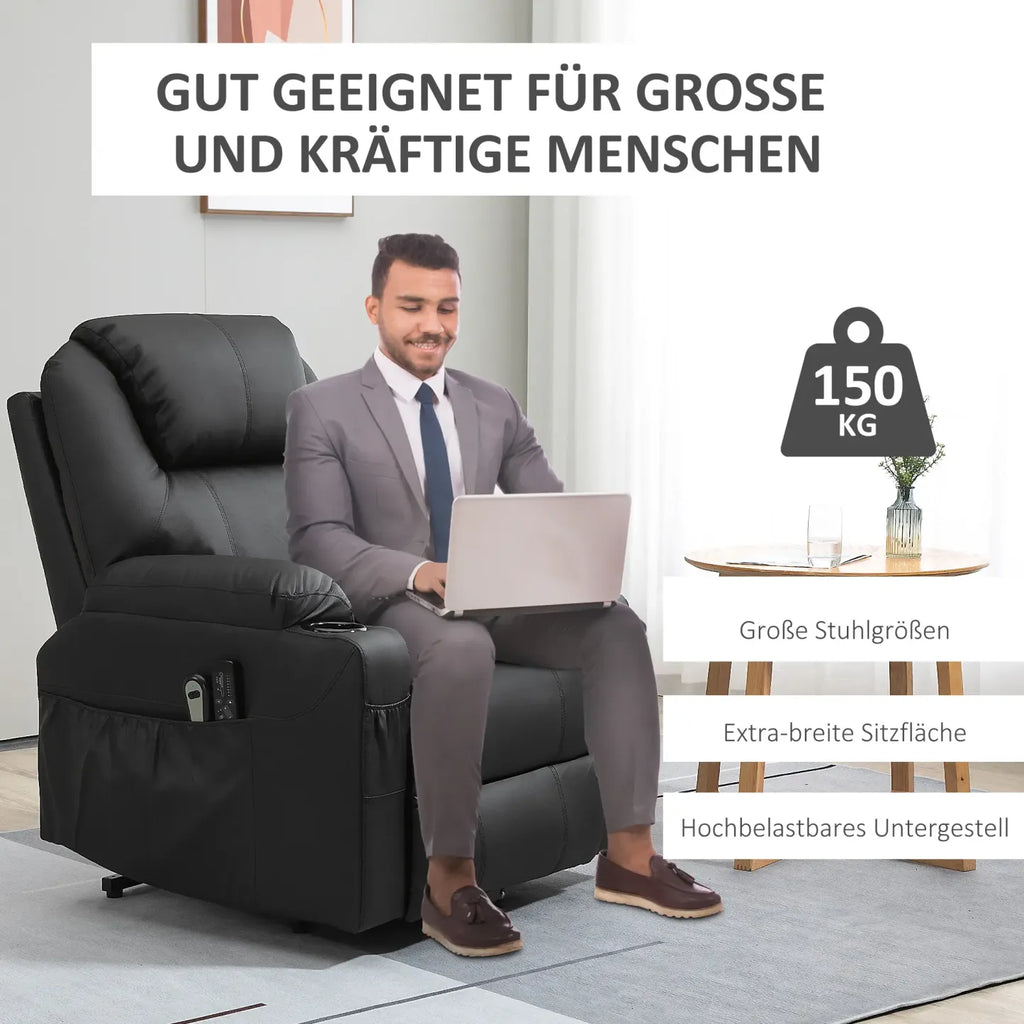 HOMCOM Aufstehsessel elektrisch Massage Liegefunktion