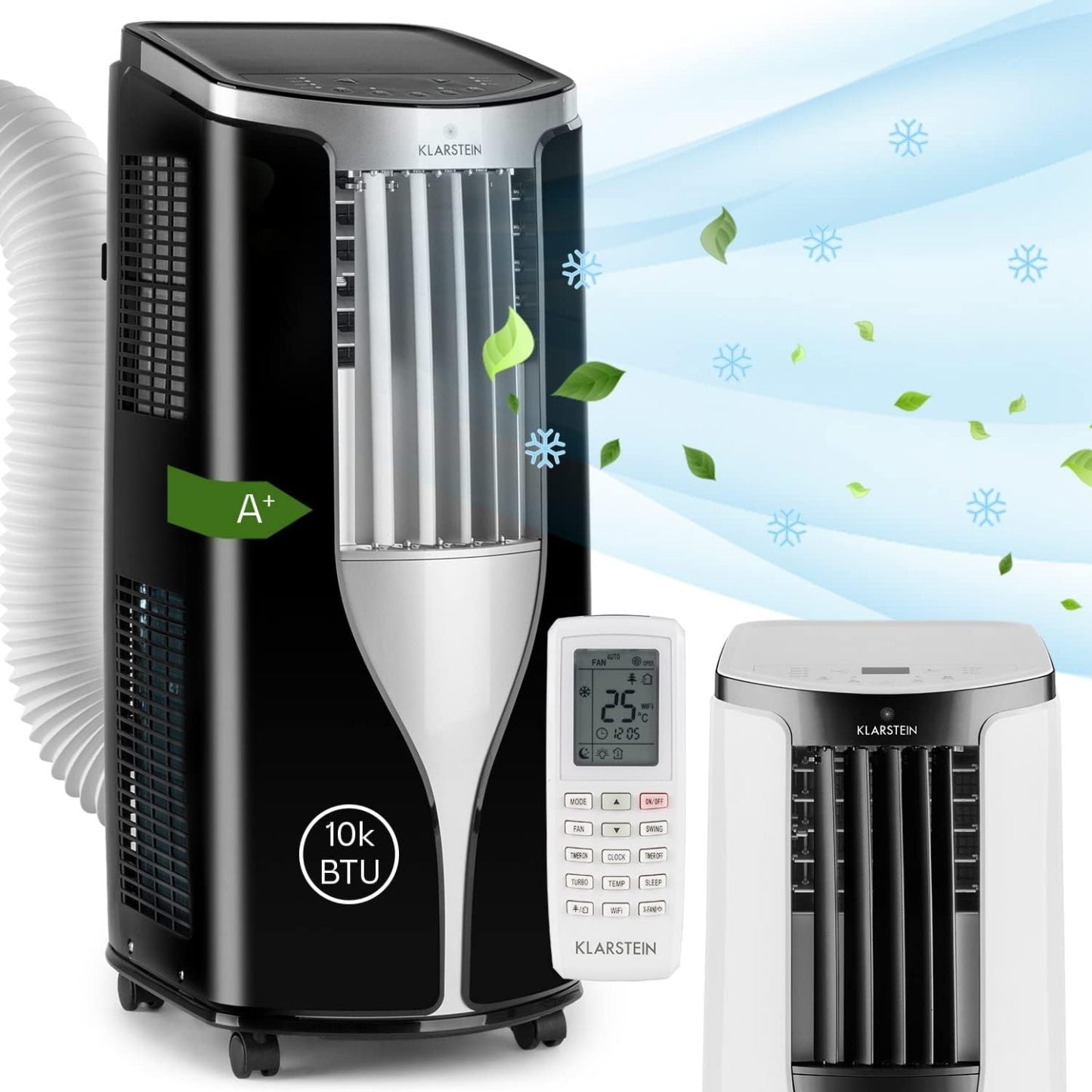 Klarstein Mobile Klimaanlage mit Abluftschlauch, 3-in-1 Klimagerät mit Ventilator & Luftentfeuchter, Kleine & Portable Klimaanlage für Wohnung & Büro,10000 BTU AC mit Niedrigem Verbrauch