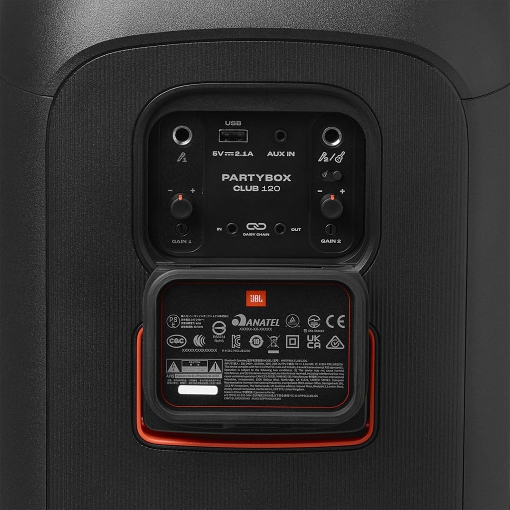 JBL Partybox Stage 120 in Schwarz – Tragbare Bluetooth-Lautsprecher-Box mit JBL Pro Sound, Lichtshow, KI-Sound-Boost und Teleskopgriff – 12 h Laufzeit