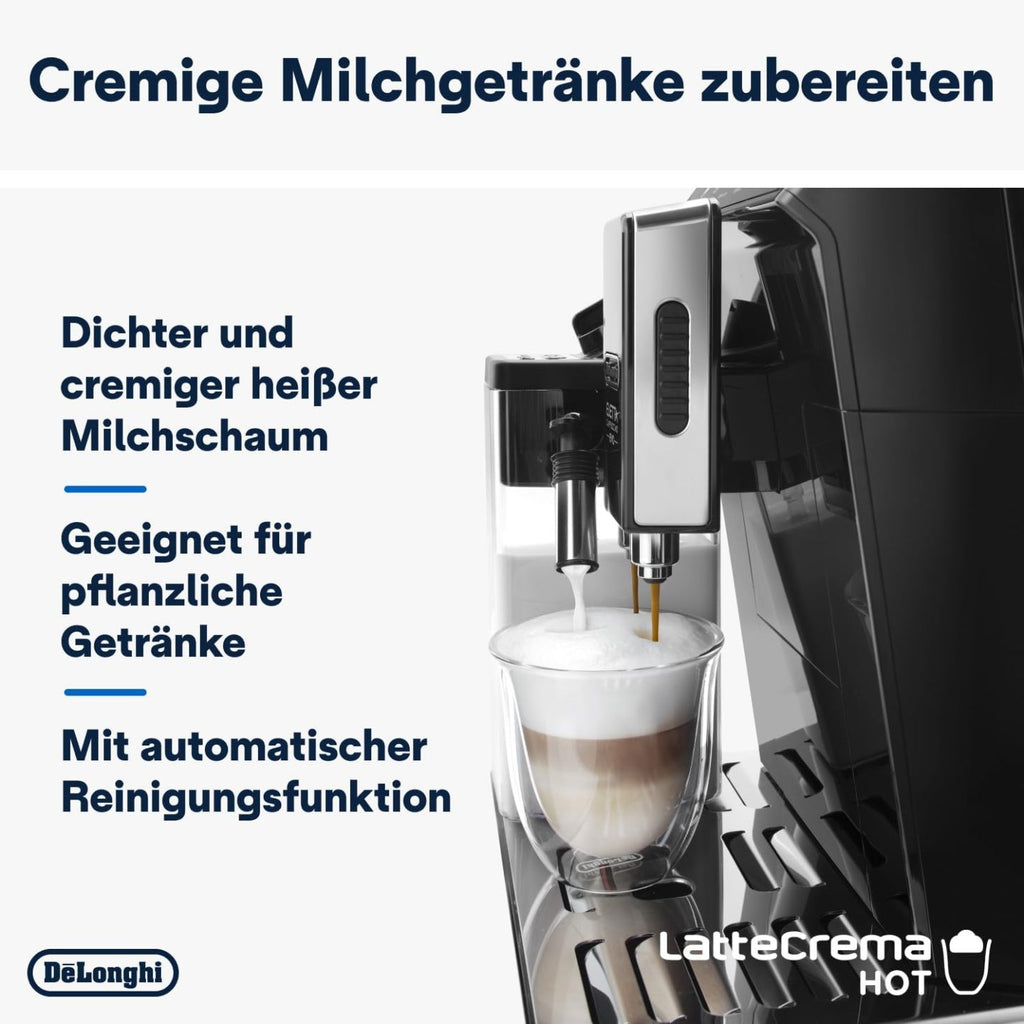 De'Longhi Eletta Evo ECAM 46.860.B Kaffeevollautomat mit LatteCrema Milchsystem, Cappuccino und Espresso auf Knopfdruck, LCD Display und Sensor-Touch-Tasten, schwarz