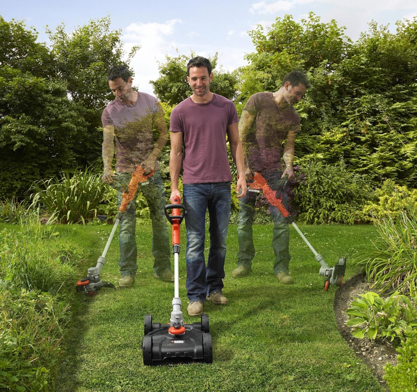 BLACK+DECKER 3-in-1 Multi-Trimmer-Set Rasentrimmer mit Akku Rasenkantenschneider (18V 2,0Ah Rasentrimmer mit Rasenmäheraufsatz, speziell für kleinste Rasenflächen und schwieriges Gelände) STC1820CM