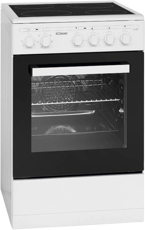 Bomann® Backofen 50cm mit Herd | Elektroherd freistehend 50 cm mit 4 Kochplatten | Standherd mit Ofen 43L | Ober-/Unterhitze | 40°C-240°C | inkl. Blech & Grillrost | Elektroherd mit Kochfeld EHC 7939