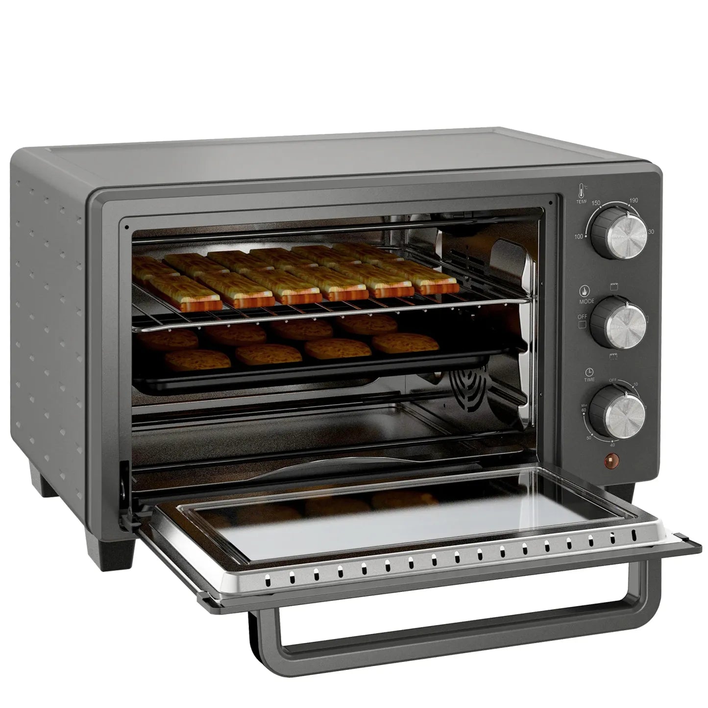 HOMCOM Minibackofen vielseitig kochen präzise Temperaturregelung Edelstahl