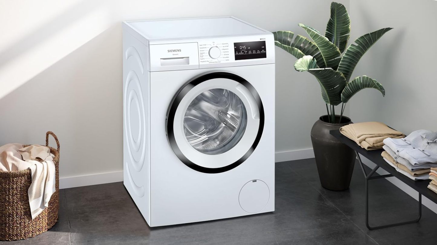 Siemens WM14N223 Waschmaschine iQ300, Frontlader mit 7kg Fassungsvermgen, 1400 UpM, speedPack L, LED-Display,Outdoor-Programm, Wei, 60cm