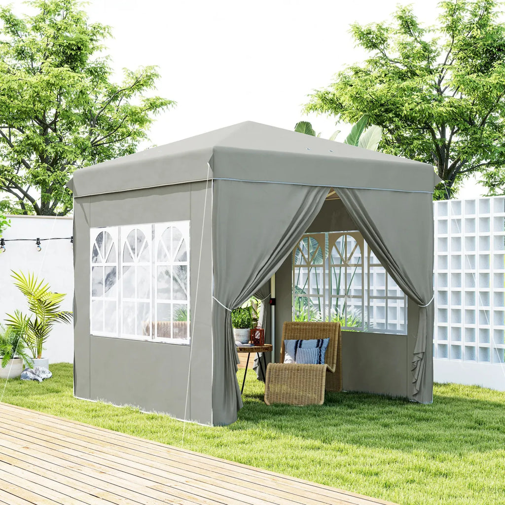 Outsunny Faltpavillon 2,5×2,5 m mit UV-Schutz & Seitenteilen