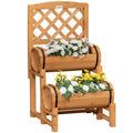 Outsunny Hochbeet Pflanztreppe rustikales Fass-Design mit Rankgitter Massivholz