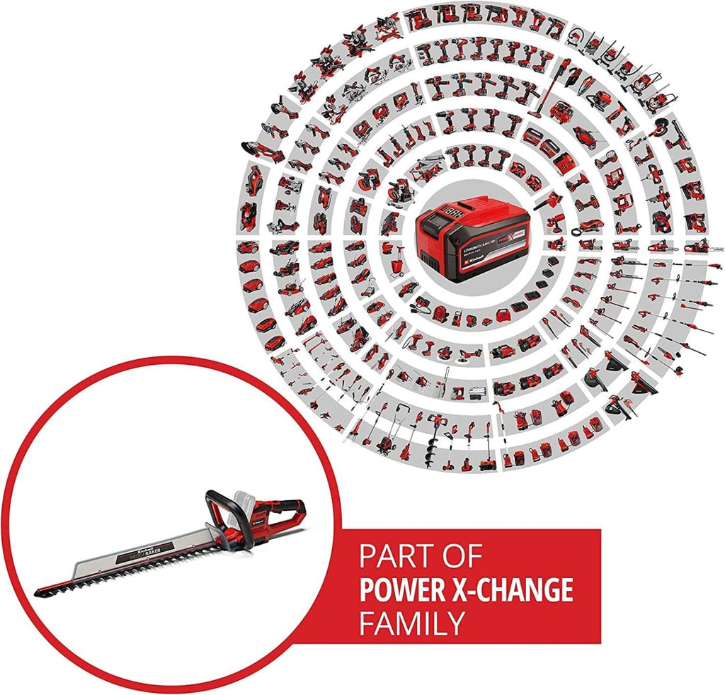 Einhell Akku-Heckenschere GE-CH 18/60 Li-Solo Power X-Change (18 V, 60 cm Schnittlnge, 22 mm Zahnabstand, drehbarer Handgriff, inkl. Schnittgutsammler, ohne Akku)