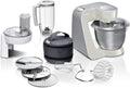 Bosch Küchenmaschine Serie 4 MUM58720,Edelstahl-Schüssel 3,9 L, Mixer 1,25 L, Planetenrührwerk,Knethaken,Schlag,Rührbesen, Durchlaufschnitzler, 3 Scheiben, 1000 W, Dunkelrot/Silber