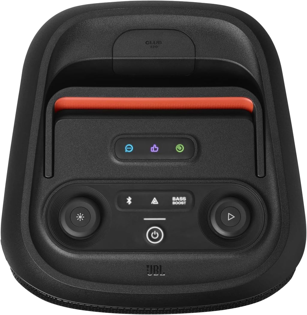 JBL Partybox Stage 120 in Schwarz – Tragbare Bluetooth-Lautsprecher-Box mit JBL Pro Sound, Lichtshow, KI-Sound-Boost und Teleskopgriff – 12 h Laufzeit