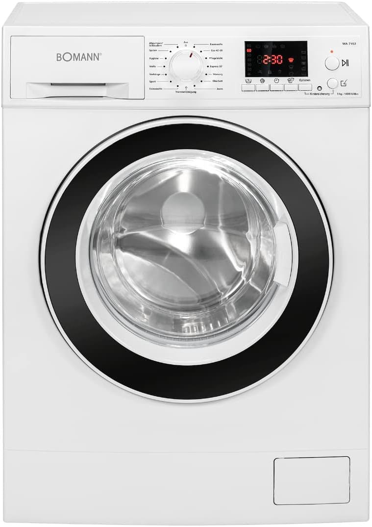 Bomann® Waschmaschine 10kg | max. 1400 U/min | 10 Jahre Motor-Garantie | effizienter, leiser & langlebiger Invertermotor | 15 Programme | Endzeitvorwahl | LED-Display | Washing Machine WA 7110