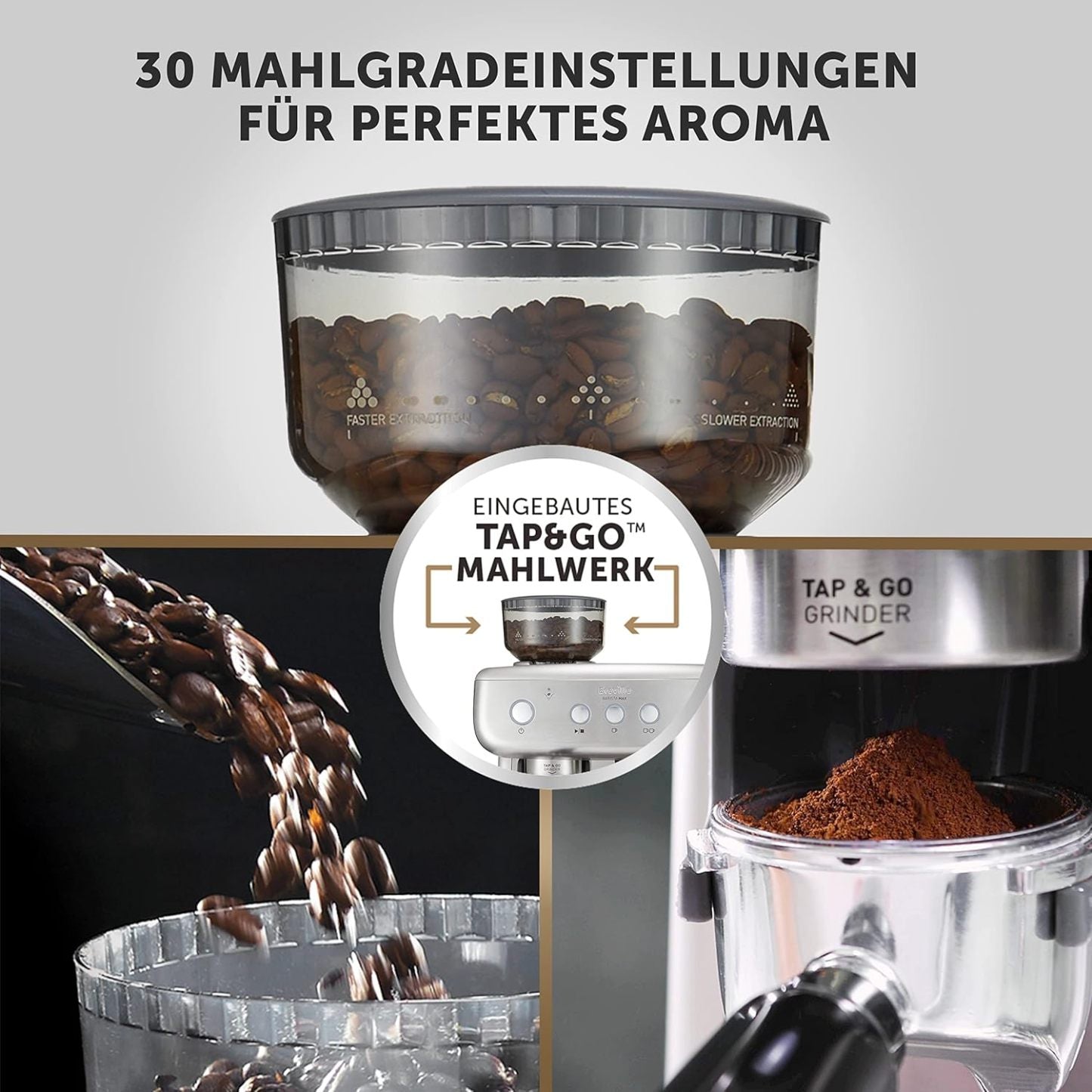 Breville Barista Max Siebträgermaschine | Espressomaschine/Kaffeemaschine mit integriertem Mahlwerk und Milchaufschäumer| 2,8-l-Wasserbehälter | Italienische Pumpe mit 15 Bar | Edelstahl [VCF126X]