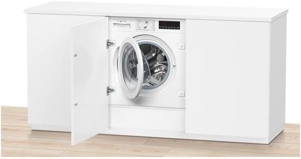 Bosch WIW28443 Serie 8 Einbauwaschmaschine Frontlader, 62 kWh pro 100 Waschzyklen, 1400 UpM, 8 kg, weiß, EcoSilence Drive, SpeedPerfect, VarioTrommel, ActiveWater Plus
