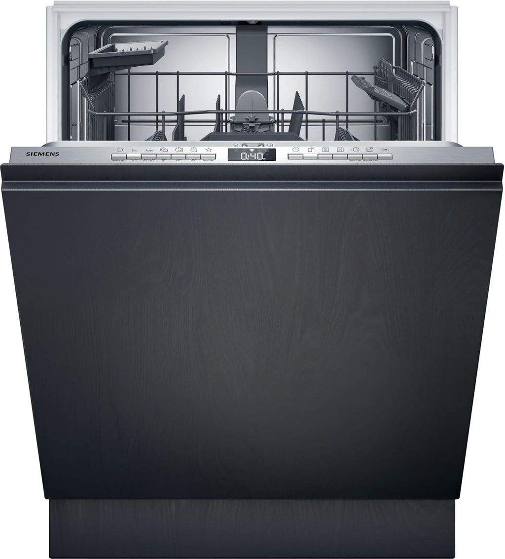 Siemens SN43ES14VE, iQ300 Smarter Geschirrspüler, Unterbau-Spülmaschine mit Besteckschublade, 60 cm, automatische Türöffnung dank autoOpen dry, besonders leise mit iQdrive-Motor, aquaStop, Edelstahl