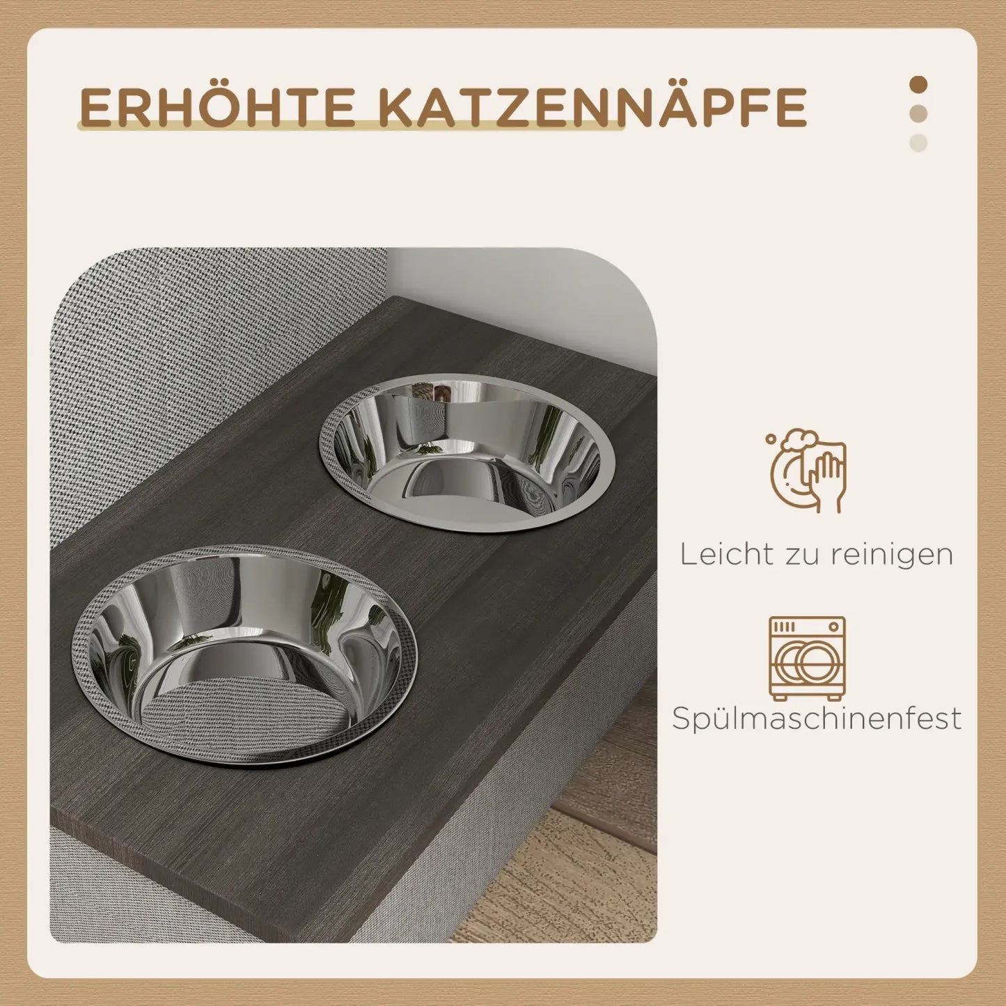 Edelstahl Futternapf Set 2 Näpfe Grau 78x48x49,5 cm