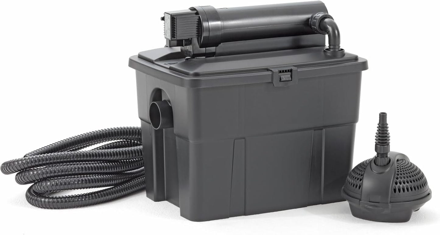 Pontec 50238 MultiClear Set 5000 - Komplettset aus Filterpumpe und Durchlauffilter , Durchlauffilterset, Mehrkammerfilter, Gartenteichfilter
