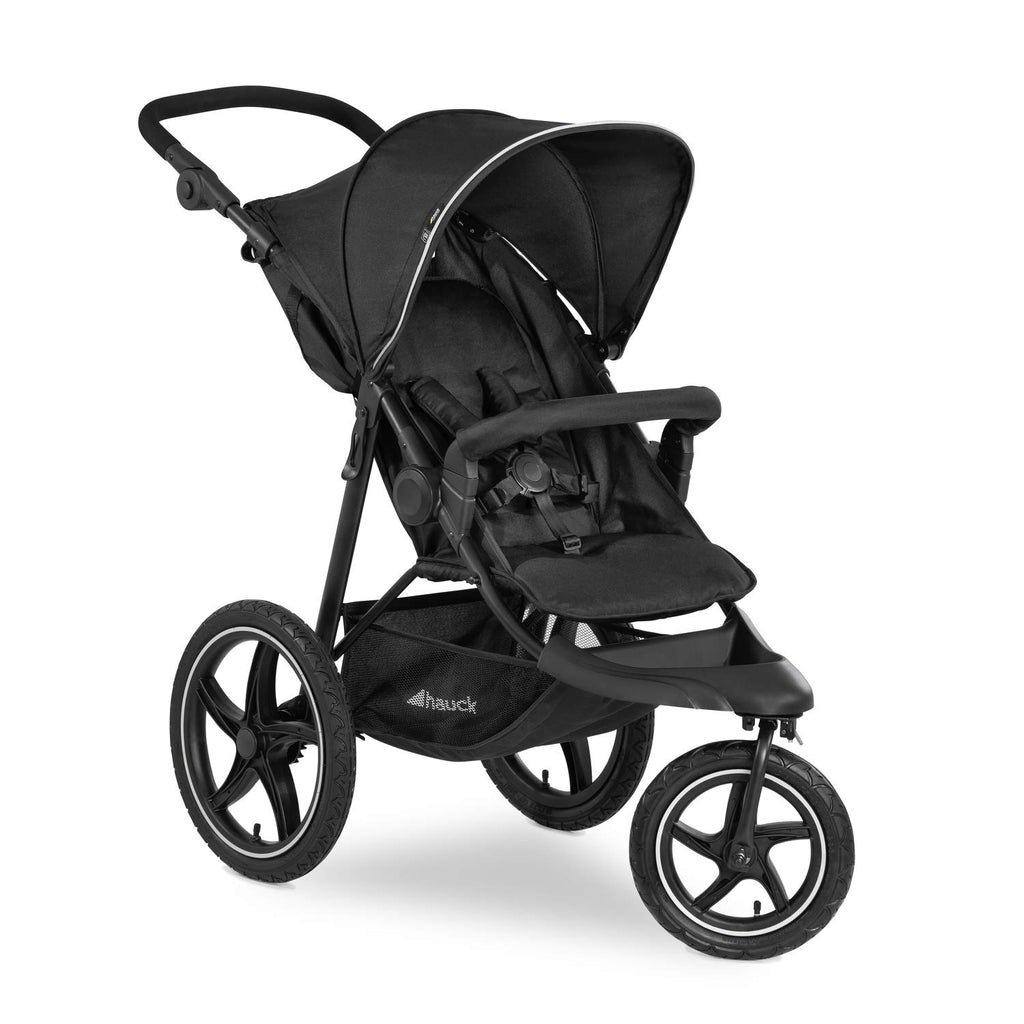 hauck Kinderwagen Runner 2, Dreirad Buggy mit XL Lufträder für Kinder bis 22 kg, UV-Schutz 50+, Belüftungsfenster, Höhenverstellbar, Faltbar, XL Korb bis 3 kg, Liegefunktion (Black)