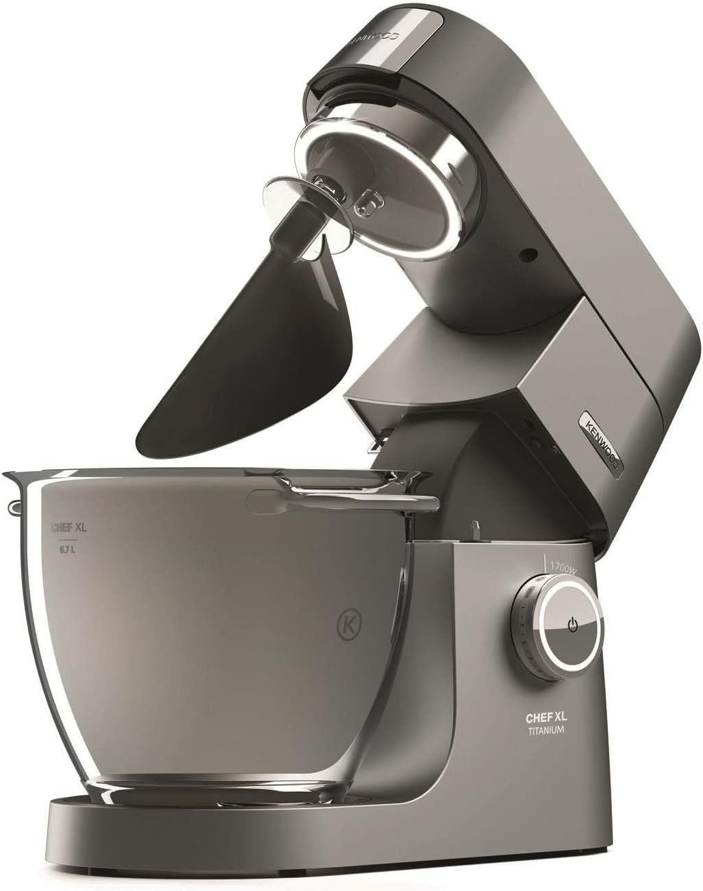 Kenwood Titanium Chef Baker KVL85.424SI Küchenmaschine mit integrierter Waage, inkl. 4-teiligem Patisserie-Set, 7 L und 5L Rührschüssel, stufenloser Geschwindigkeitsregler, 1200 W, Silber