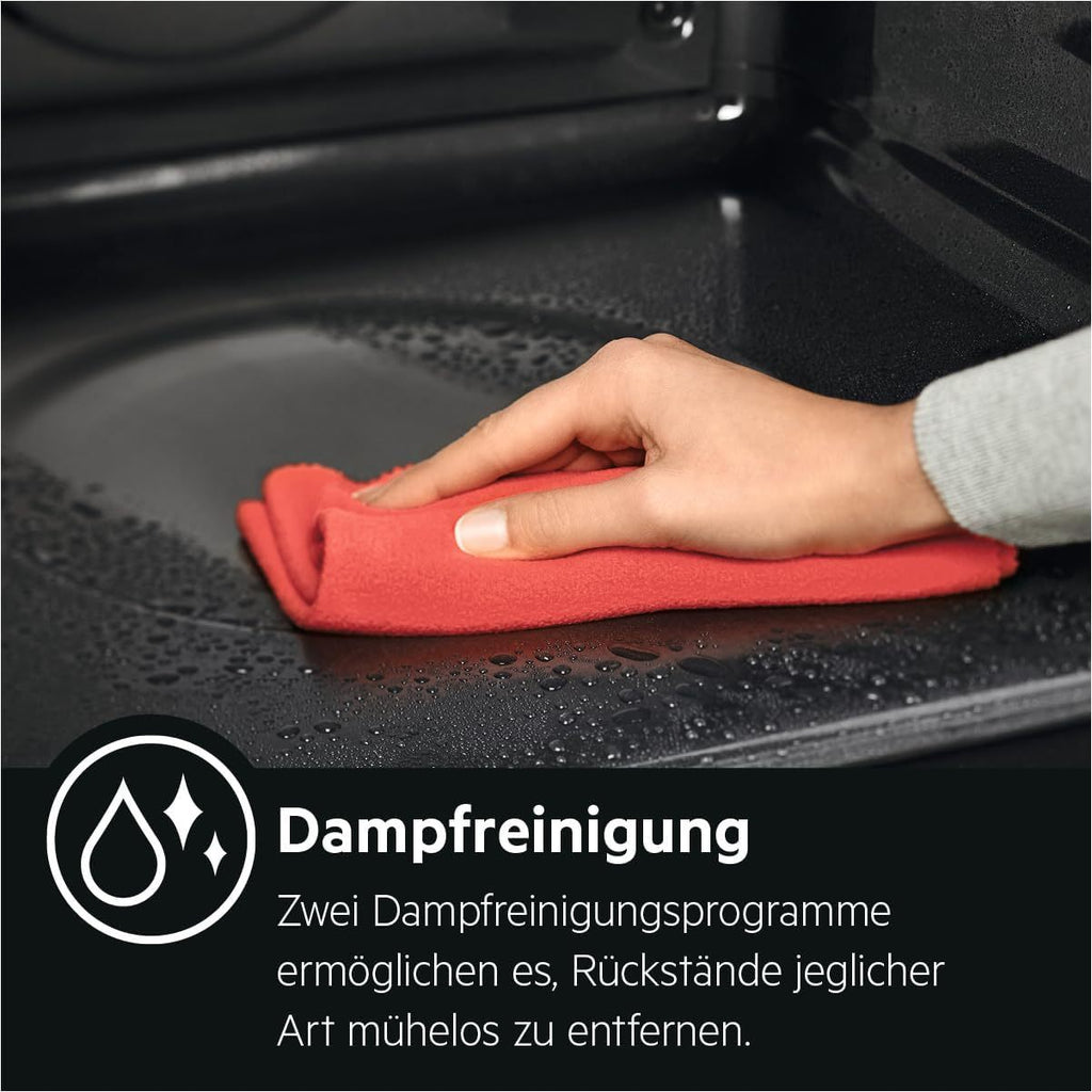AEG Einbaubackofen – Serie 5 Ringheißluft: Gleichmäßige Garergebnisse auf 3 Ebenen – Pyrolyse Selbstreinigung – 25 Automatikprogramme – LED-Touchdisplay – Schnellaufheizung – Schwarz – BPE53516AB