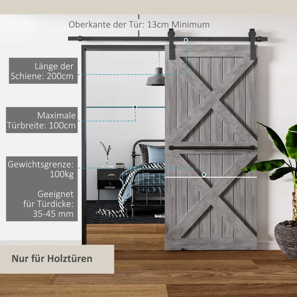 HOMCOM Schiebetürbeschlag Set leises Gleiten vielseitig einsetzbar