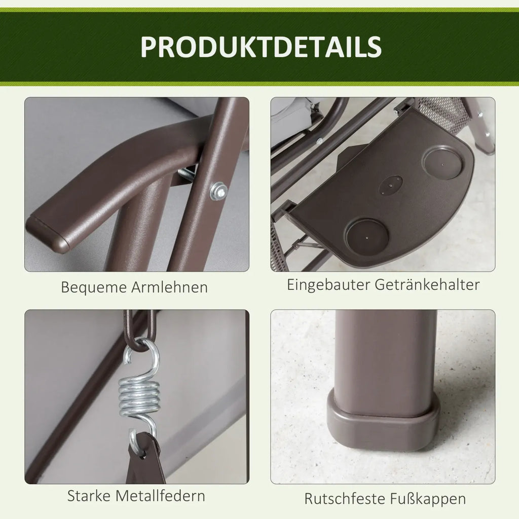 Outsunny Hollywoodschaukel 3-Sitzer mit Sonnendach und Ablagen