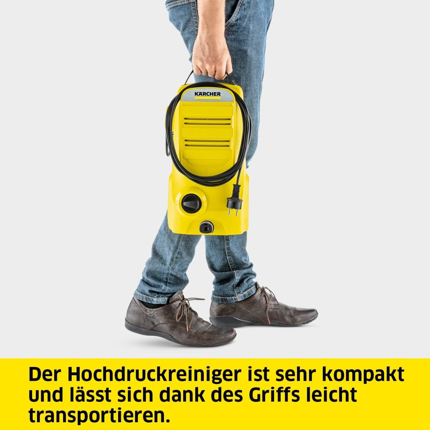 Krcher Hochdruckreiniger K Mini, leicht und kompakt, Druck: max. 110 bar, Durchfluss: 360 l/h, Flche: 20 m/h, Gewicht: 3,93 kg, Hochdruckpistole, Dreckfrser, Strahlrohr, Wasserfilter,Schwarz, Gelb