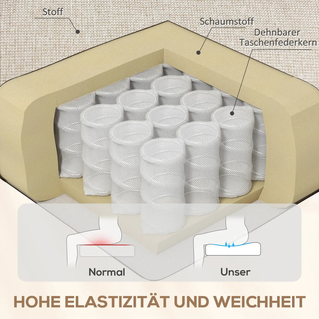 HOMCOM Fernsehsessel Liegesessel 160° verstellbar Taschenfederkern Beige