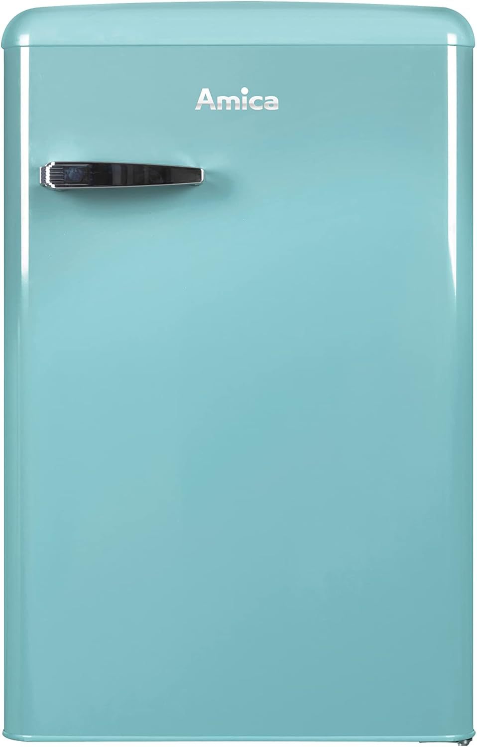 Amica KGC 15632 T Retro Kühl-/Gefrierkombination / Ice Blue (Türkis) / 144cm (H) x 55cm (B) x 62cm (T) / Retro-Design / Kühlschrank mit Gefrierfach