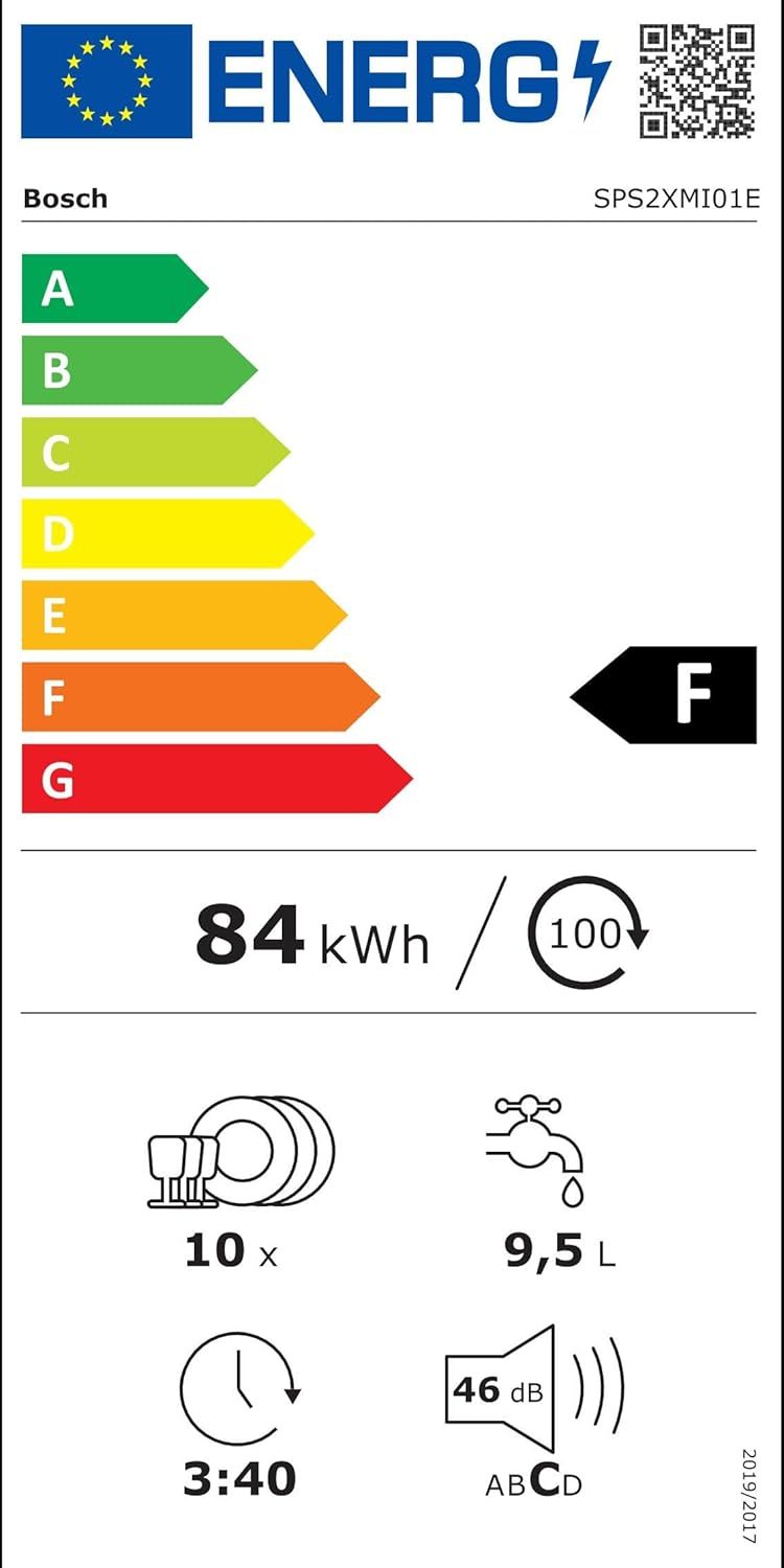 Bosch SPV2IKX10E Serie 2 Smarter Geschirrspüler vollintegriert, 45 cm breit, Besteckkorb, Extra Trocknen auf Knopfdruck, InfoLight roter Lichtpunkt am Boden, AquaStop Schutz gegen Wasserschäden, Weiß