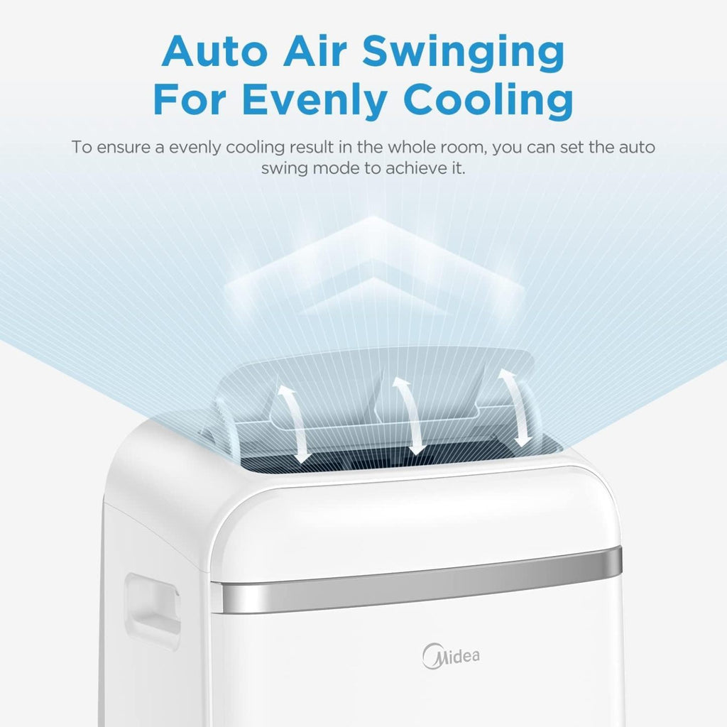 Midea Mobiles Klimagerät MPD-12CRN7, 12000 BTU 3,5kW, Kühlen&Ventilieren&Entfeuchten, Raumgröße bis 117m³(43㎡), Mobile Klimaanlage mit Abluftschlauch