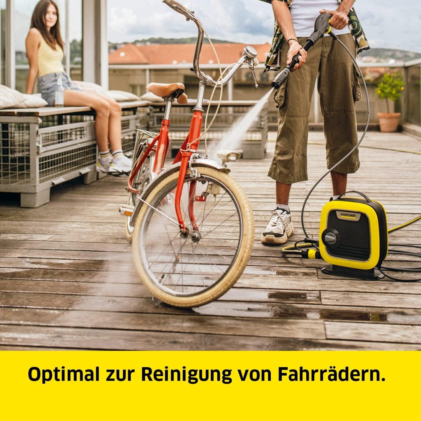 Krcher Hochdruckreiniger K Mini, leicht und kompakt, Druck: max. 110 bar, Durchfluss: 360 l/h, Flche: 20 m/h, Gewicht: 3,93 kg, Hochdruckpistole, Dreckfrser, Strahlrohr, Wasserfilter,Schwarz, Gelb