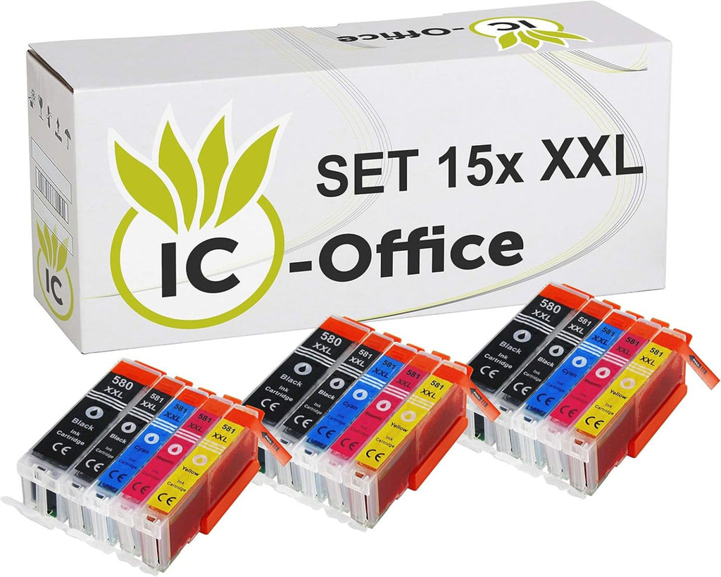 IC-Office TR7650 Farbtintenstrahl Multifunktionsdrucker 4-in-1 (Drucken, Kopieren, Scannen, Faxen, ADF, WLAN, AirPrint) schwarz + 10 XXL Tintenpatronen
