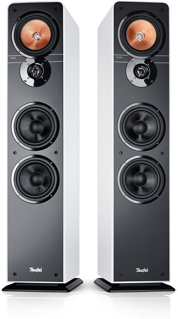 Teufel Ultima 40 Stereo Lautsprecher - HiFi Standlautsprecher Paar der Spitzenklasse, Phase-Plug Hochtöner, 3-Wege System, Doppelrohr-Bassreflex, Musik, Filmton, Games - schwarz