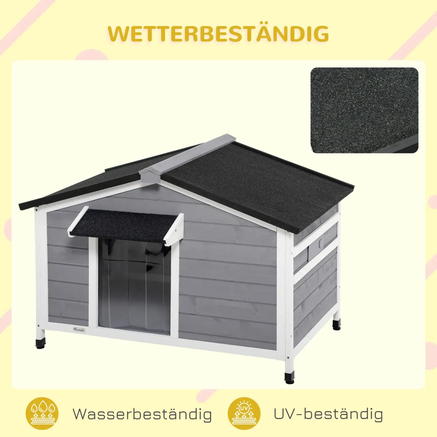 PawHut Hundehütte Outdoor aufklappbares Dach wetterfest Massivholz