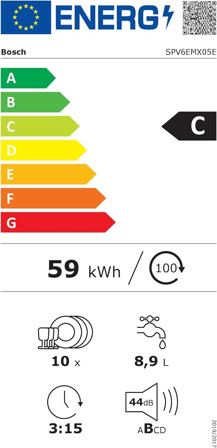 Bosch SPV2IKX10E Serie 2 Smarter Geschirrspüler vollintegriert, 45 cm breit, Besteckkorb, Extra Trocknen auf Knopfdruck, InfoLight roter Lichtpunkt am Boden, AquaStop Schutz gegen Wasserschäden, Weiß