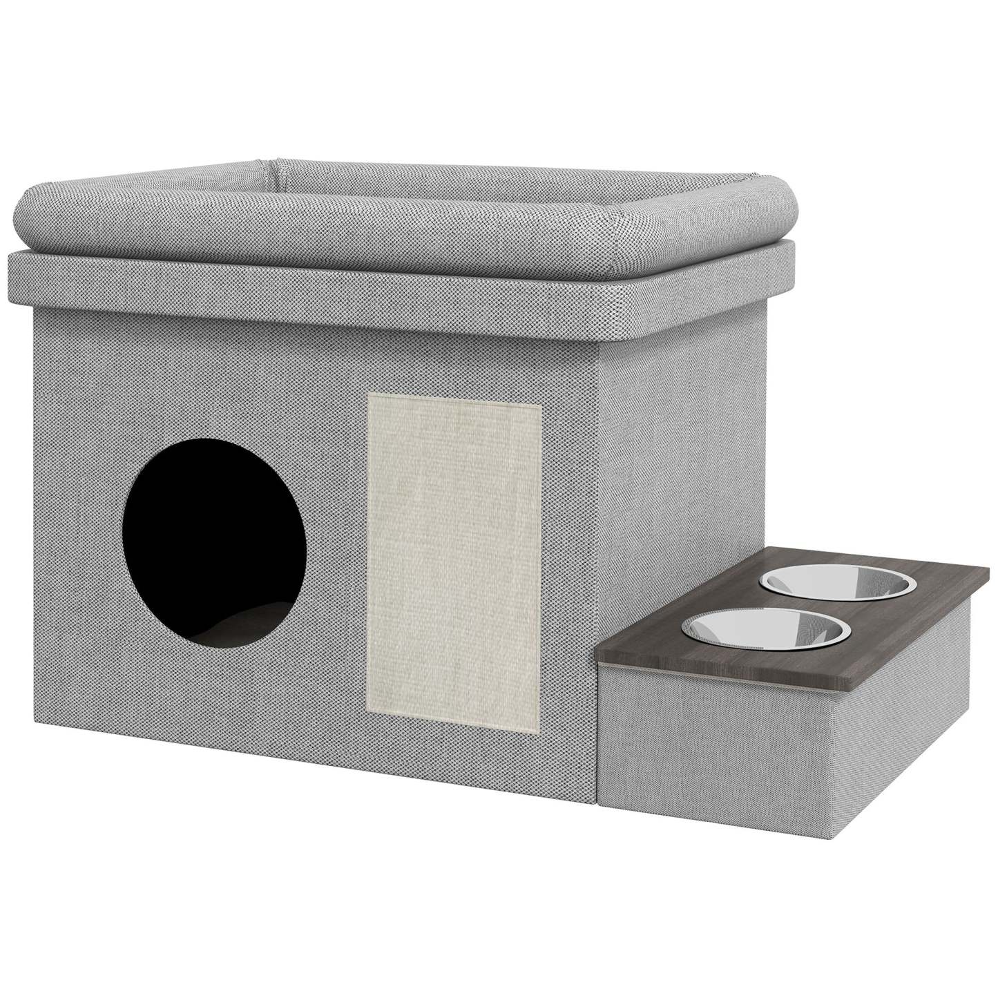 Edelstahl Futternapf Set 2 Näpfe Grau 78x48x49,5 cm