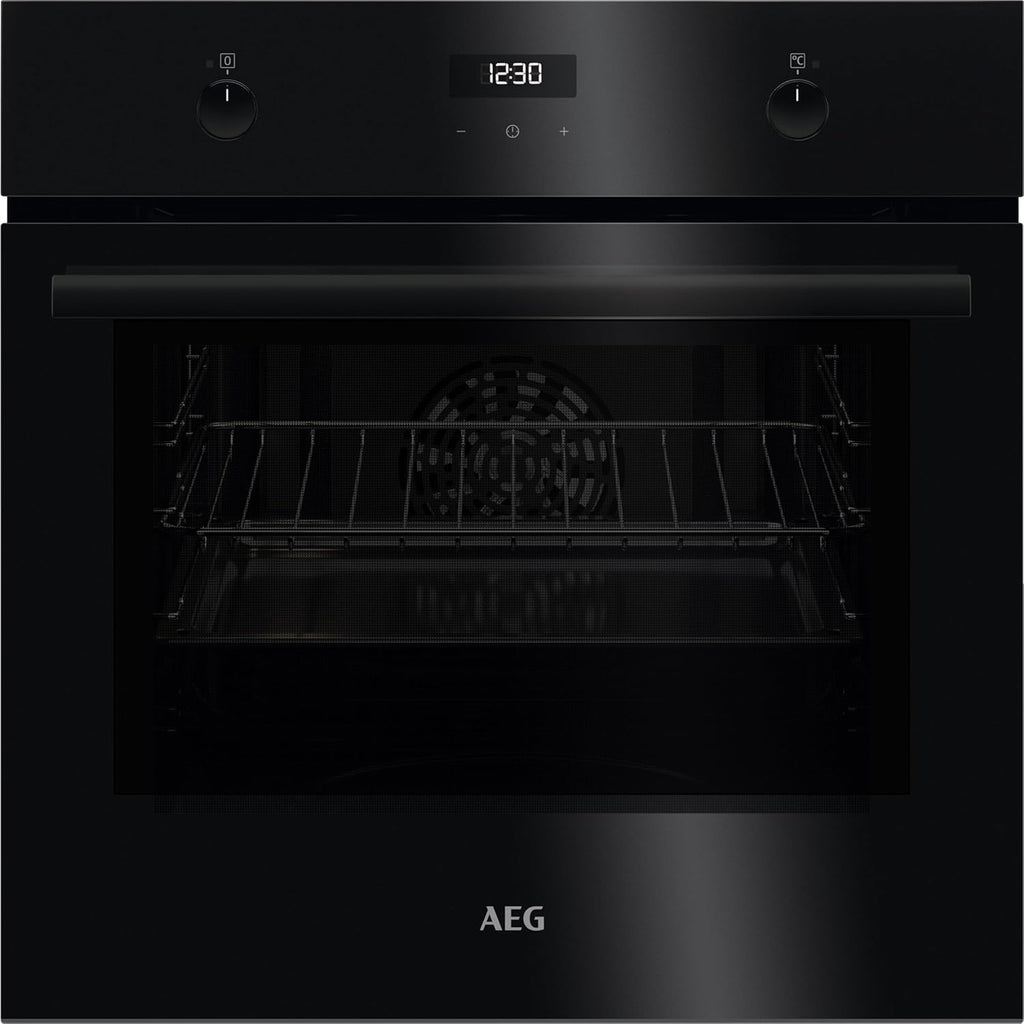 AEG Einbaubackofen – Serie 5 Ringheißluft: Gleichmäßige Garergebnisse auf 3 Ebenen – Pyrolyse Selbstreinigung – 25 Automatikprogramme – LED-Touchdisplay – Schnellaufheizung – Schwarz – BPE53516AB