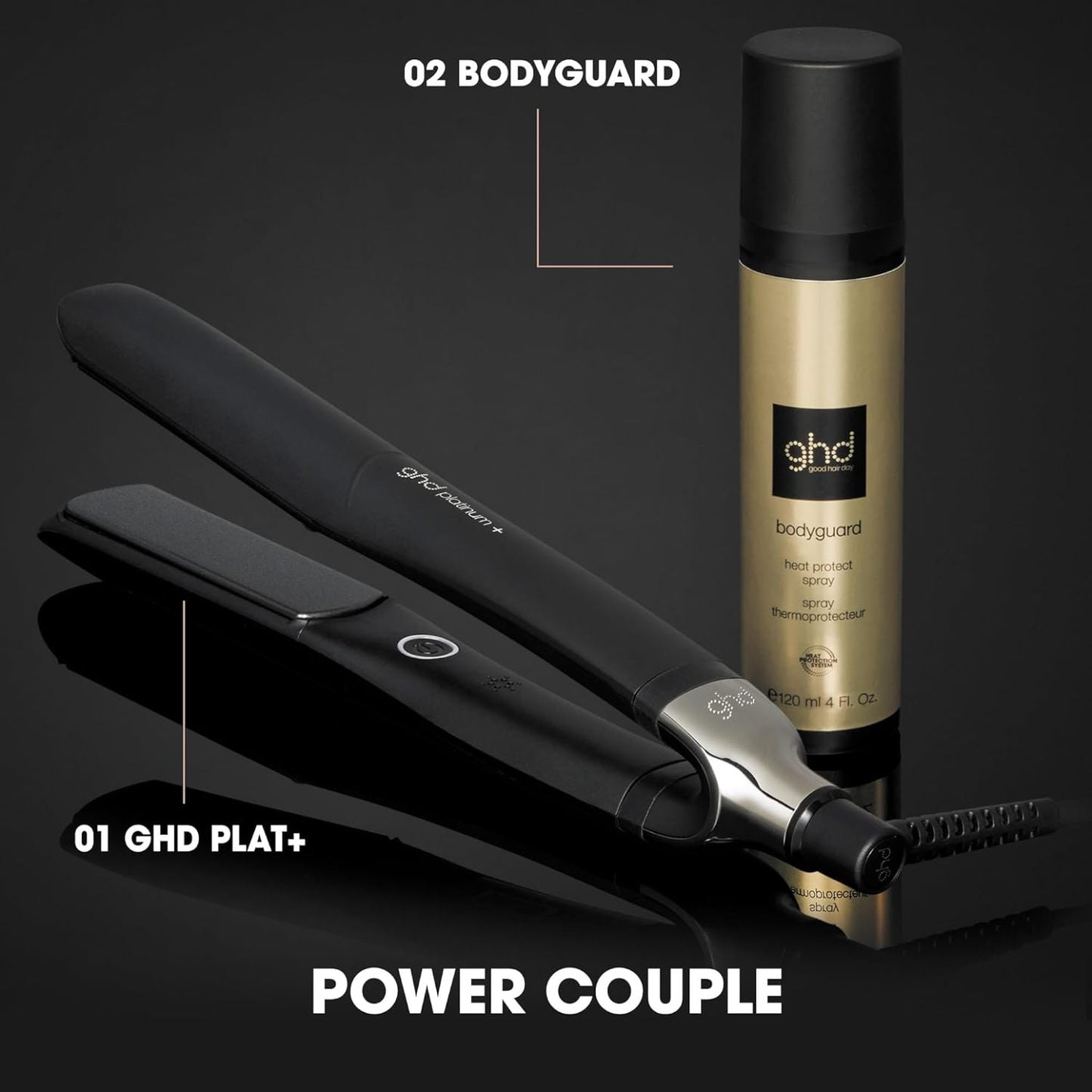 ghd Platinum+ Haarglätter & Professioneller Styler in Schwarz - Stärkeres Haar, Mehr Glanz, Farbschutz - Für Alle Haartypen