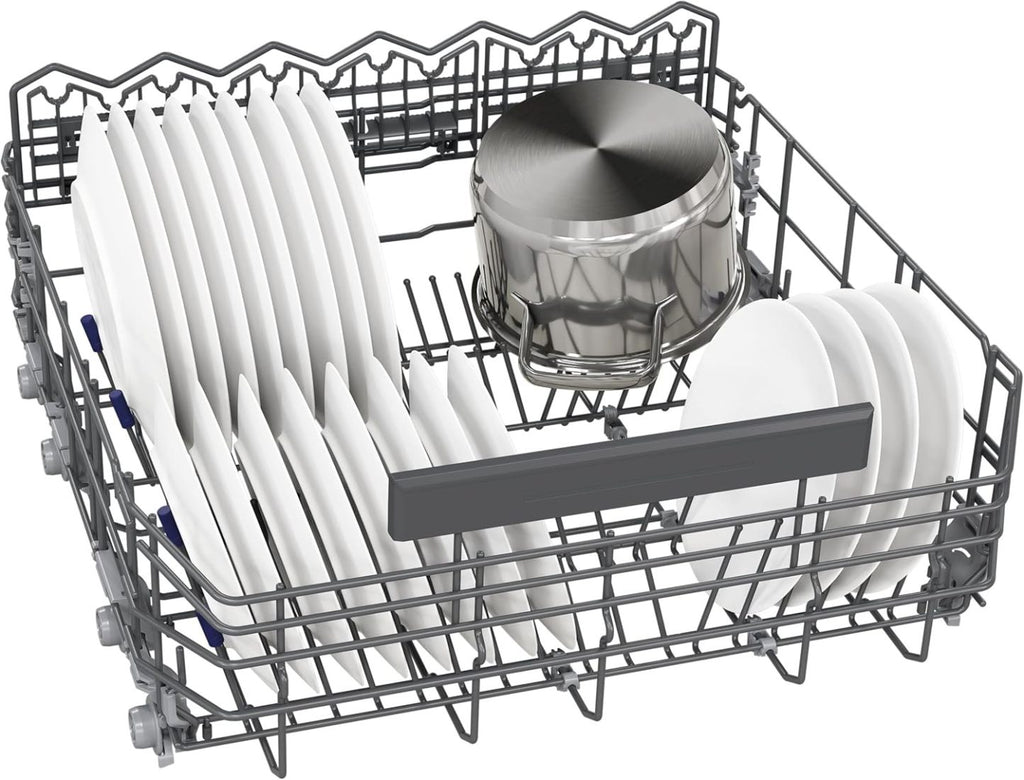 Siemens SN43ES14VE, iQ300 Smarter Geschirrspüler, Unterbau-Spülmaschine mit Besteckschublade, 60 cm, automatische Türöffnung dank autoOpen dry, besonders leise mit iQdrive-Motor, aquaStop, Edelstahl
