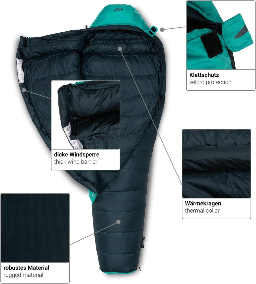 qeedo Takino Daunenschlafsack, Winterschlafsack (Gr. M & L) warm, klein & leicht