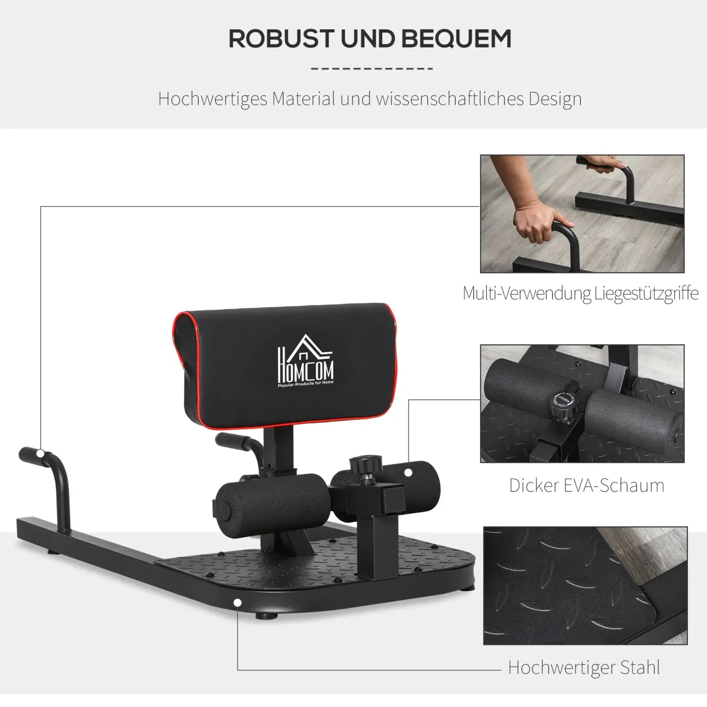 HOMCOM Sissy Squat Kniebeugentrainer 3in1 höhenverstellbar