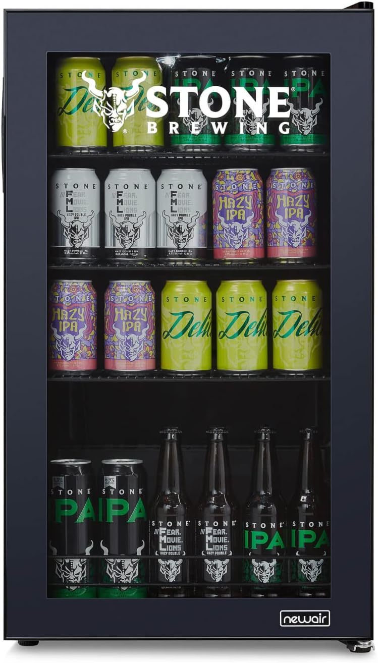 Getränkekühlschrank | Freistehender Kühlschrank für 126 Dosen mit Glastür mit Scharnier rechts | Mini-Getränkekühlschrank, perfekt für Bier, Wein, Limonade und kühlere Getränke