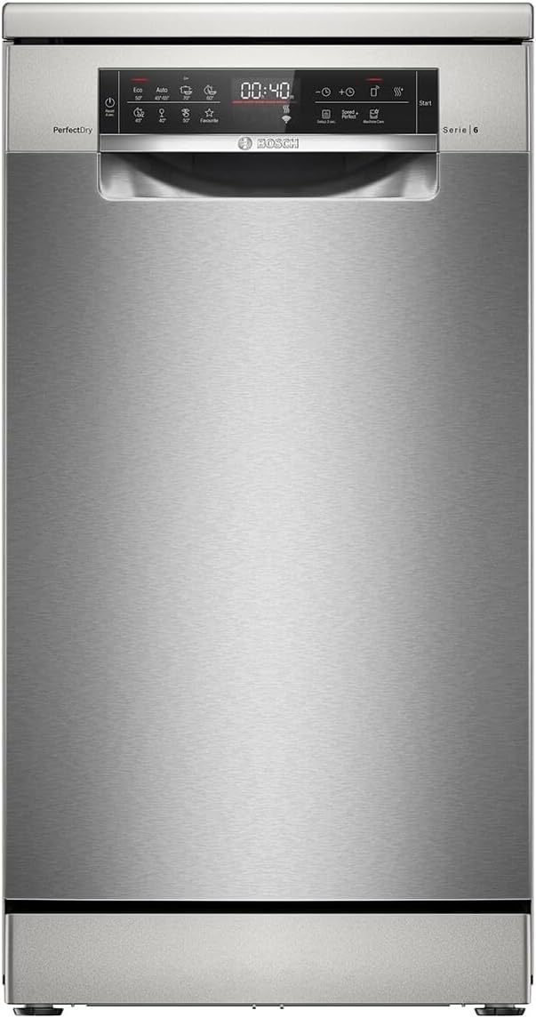 Bosch SPV2IKX10E Serie 2 Smarter Geschirrspüler vollintegriert, 45 cm breit, Besteckkorb, Extra Trocknen auf Knopfdruck, InfoLight roter Lichtpunkt am Boden, AquaStop Schutz gegen Wasserschäden, Weiß