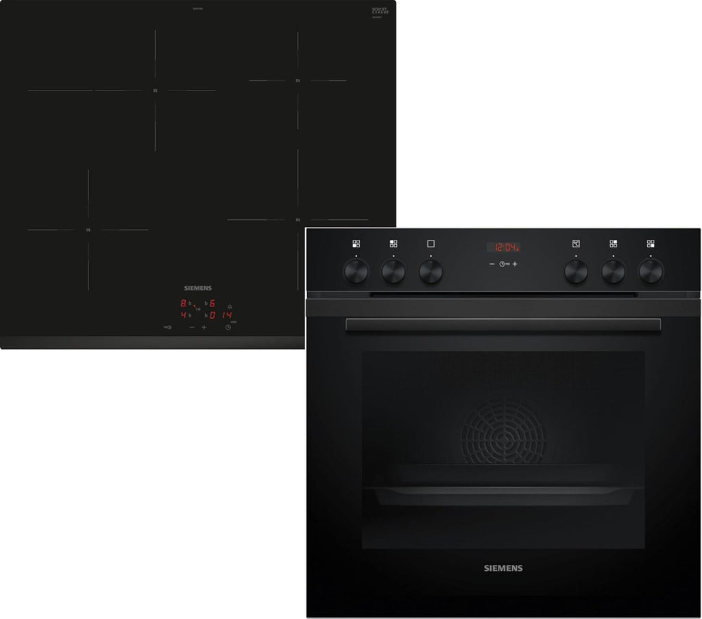Siemens EQ522IA01, Einbauherd-Set, Bestehend aus HE517GBS4 Herd, 60 x 60 cm, 3D Heißluft, Selbstreinigung, Clip Auszug & EI645CFB6E Induktionskochfeld, Bräterzone, powerBoost, Edelstahl Rahmen
