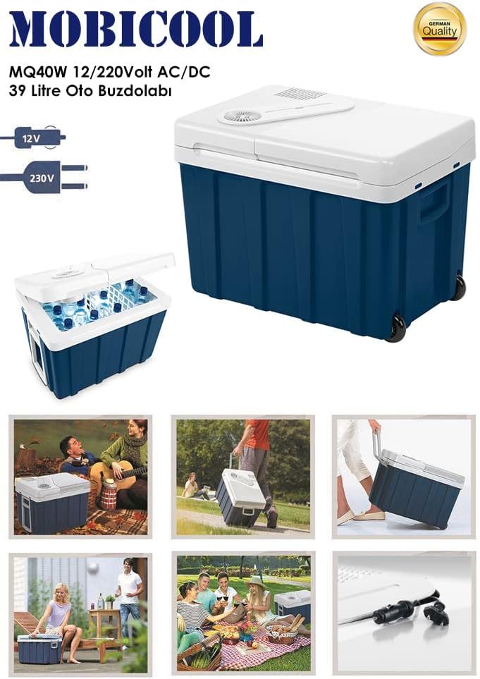 MOBICOOL MQ40W Kühlbox mit Rollen | Elektrisch | 39 L | 12V, 230V | für Auto, Boot, Reisemobil und Steckdose