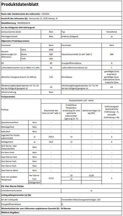 Hisense RB327N4AD2 Kühl-Gefrierkombination/ NoFrostPlus/ Multiflow 360°/ HolidayMode/ FreshZone/ 182,4 cm/ Kühlteil 171 l/ Gefrierteil 85 l/ 41 dB/ 287 kWh/ Jahr/ Edelstahl-Look