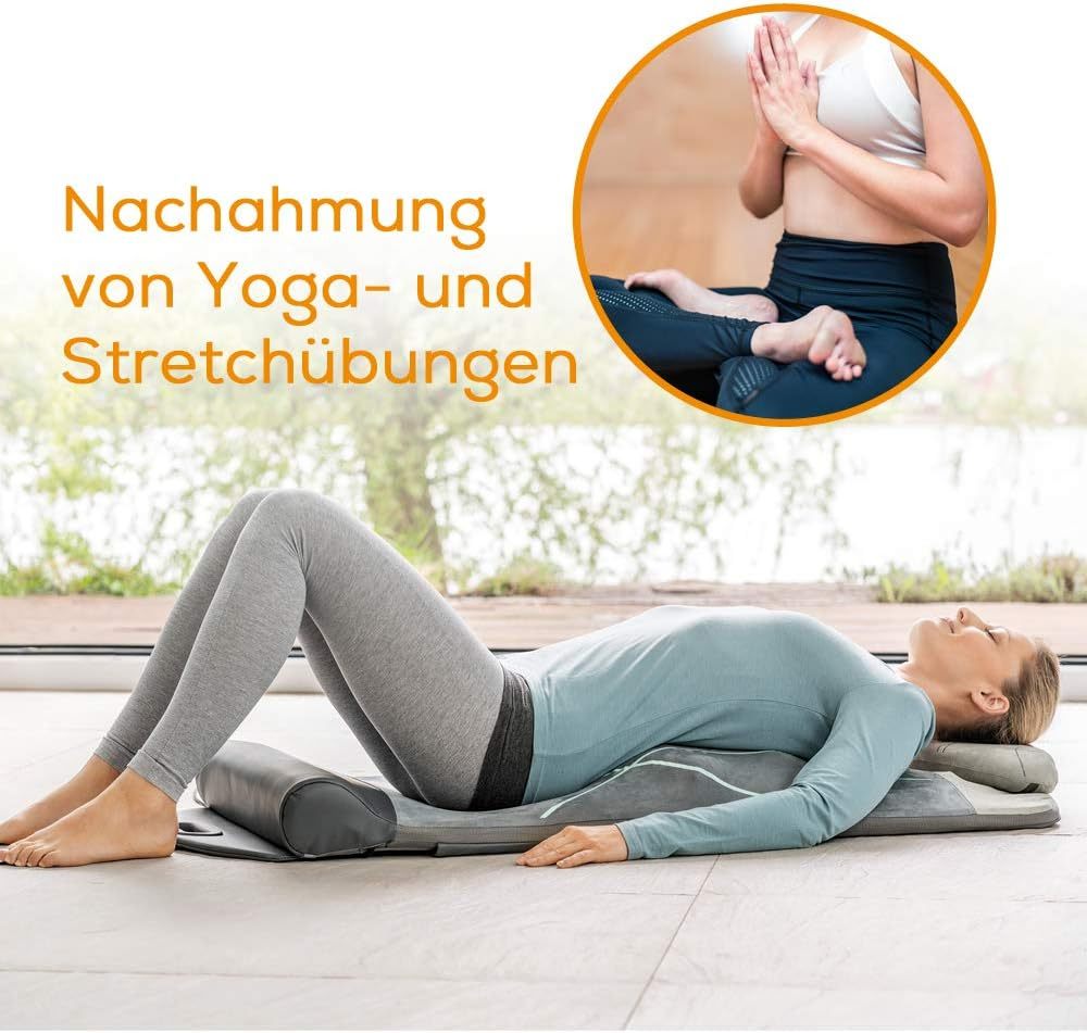 Beurer MG 280 Yoga- und Stretchmatte, zur Dehnung der Muskulatur und Entspannung, Massagematte für Nacken, Schultern und Rücken, faltbar, 1 Stück (1er Pack), Grau