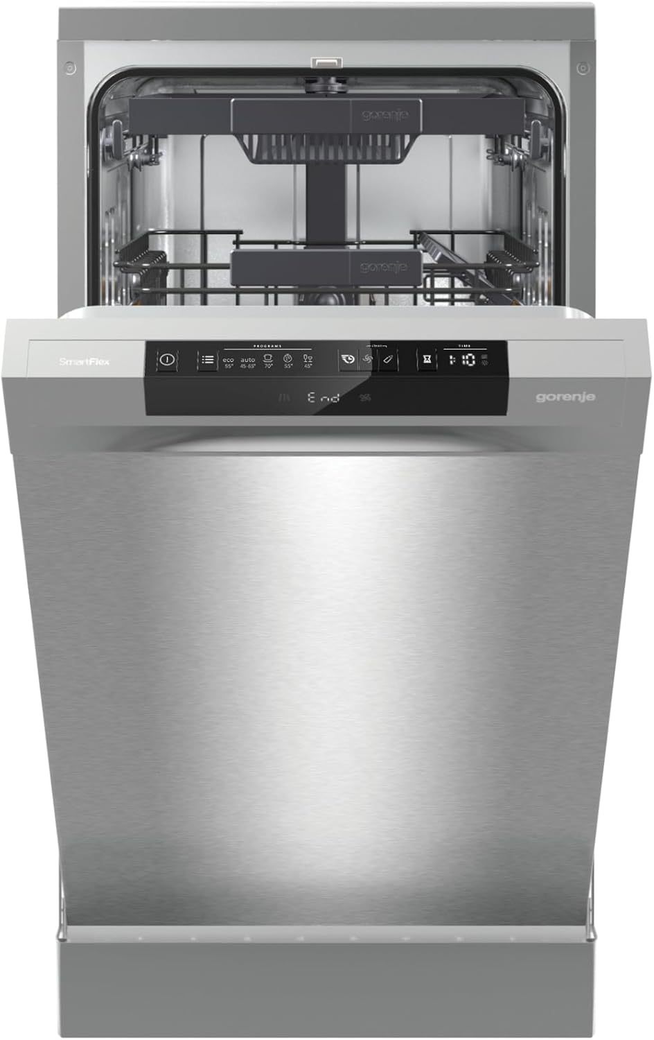 Gorenje GS 541D10 X Freistehender Geschirrspüler / SuperSilent / 11 Maßgedecke / 5 Programme / Programmanzeige / TotalDry / Silber, 45 cm breit