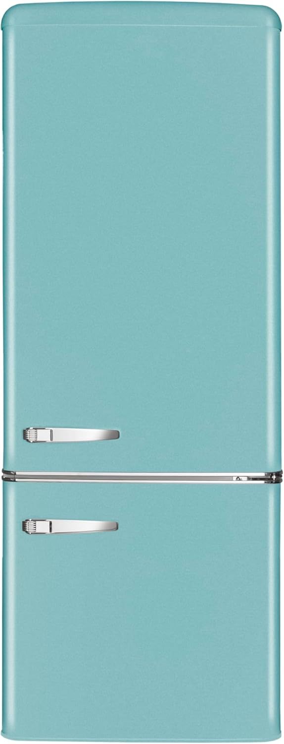 Amica KGC 15632 T Retro Kühl-/Gefrierkombination / Ice Blue (Türkis) / 144cm (H) x 55cm (B) x 62cm (T) / Retro-Design / Kühlschrank mit Gefrierfach